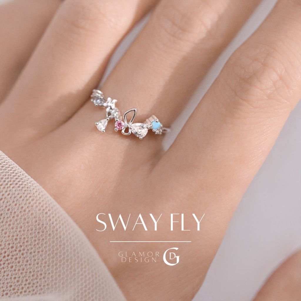 GLAMOR แหวนเงินแท้ Sway Fly แหวนผีเสื้อ เงิน 925 แท้ ดีไซน์น่ารัก ปรับขนาดได้ แหวนมงคล