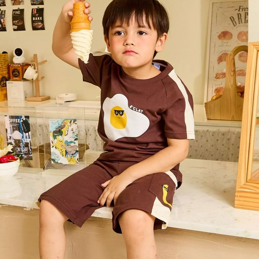 e'clat เสื้อผ้าเด็ก เสื้อเด็ก กางเกงขาสั้น เด็กชาย 1-6 ขวบ สกรีนลาย ผ้ายืด เนื้อนิ่ม 100%cotton เจอร์ซี่ 9093-9094