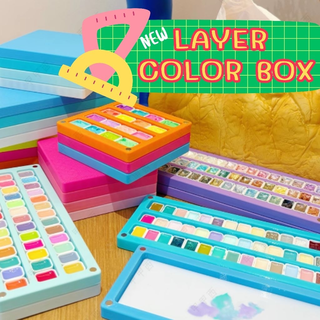 พรีออเดอร์ (layer color box)ตลับแบ่งสี/ผสมสี สีเจล เจลปั้นนูน 1box มี 3ชั้น