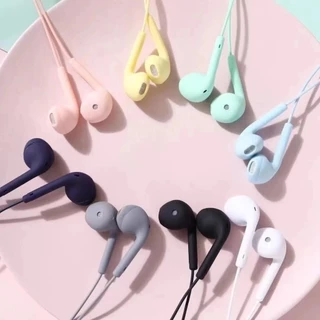 U19 หูฟัง Macaron สี 3.5 มม. หูฟังแบบมีสายพร้อมไมโครโฟนสำหรับมือถือ for androids หูฟังสเตอริโอเบสสูง หูฟังแบบมีสาย HiFi