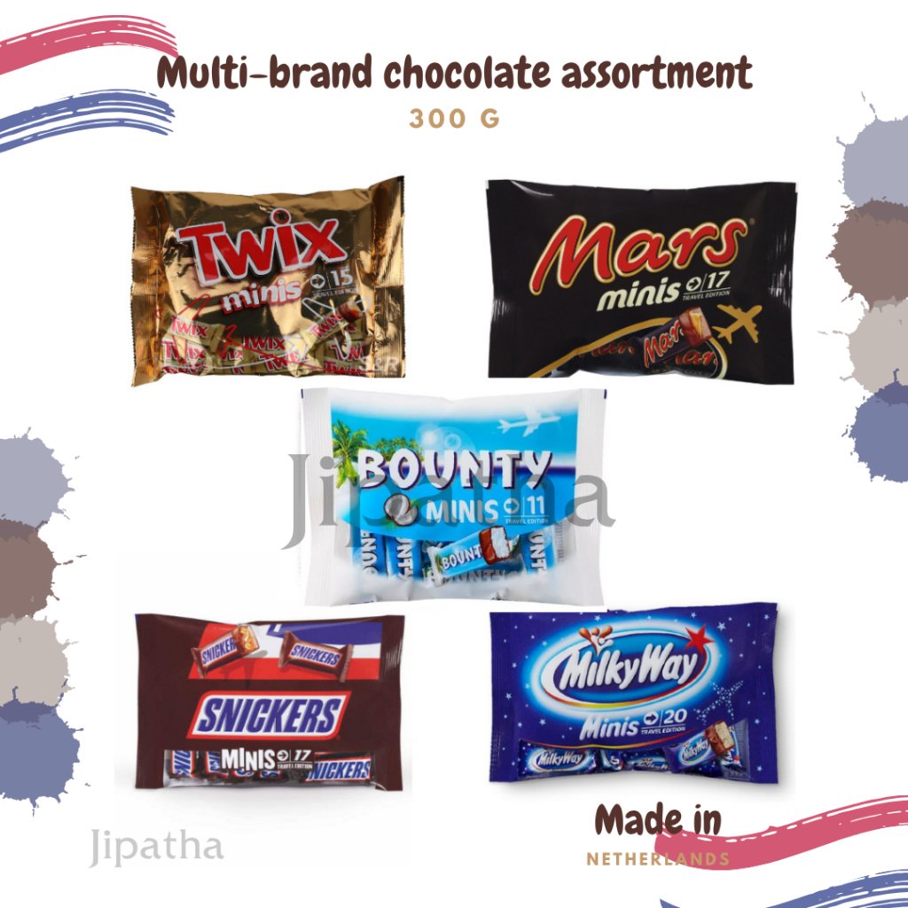 รวมช็อกโกแลตแสนอร่อยจากแบรนด์ Snickers, Twix, Milky way & Bounty (Minis) ขนาด 333 กรัม