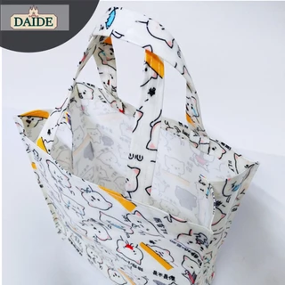 Daide กระเป๋าผ้าเคลือบ กว้าง 11นิ้ว สูง 12.5นิ้ว หนา 5นิ้ว ทรงตั้ง ใส่กระดาษA4ได้พอดี