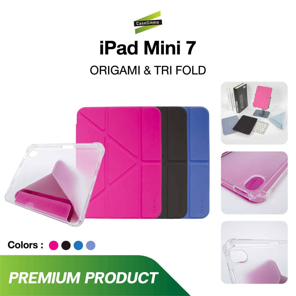 Gizmo รุ่น Mini 7 , Mini 6 เคสฝาพับ เคสมีช่องปากกา เคสหลังใส เคสแข็ง สีดำ ชมพู ม่วง ฟ้า Origami + Tr