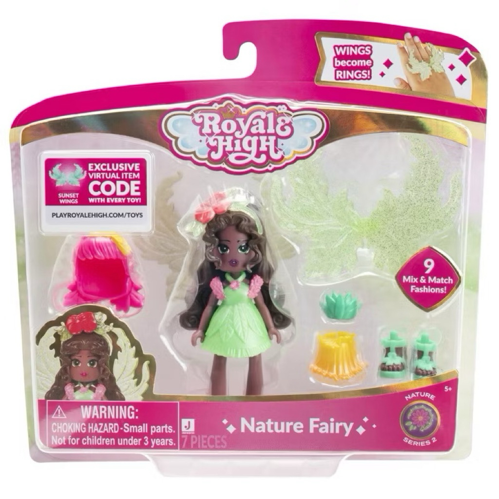 (ของแท้100%) พร้อมส่ง! Royale High 3” Nature Fairy Fashion Doll - 1 Figure with 9 Fashion Accessorie