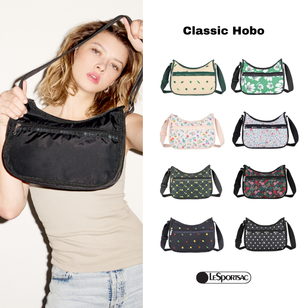 Lesportsac Classic Hobo Bag สไตล์ 7520 (หลายสี) กระเป๋าสะพายข้างกันน้ำ ใส่ทุกวัน