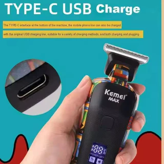 Kemei KM-Max2092 Km-5090 ปัตตาเลี่ยนตัดผมไฟฟ้า ชาร์จ USB สําหรับผู้ชาย ตัดผม กันขอบ