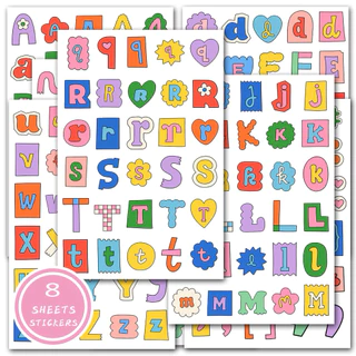 💥จัดส่งไว💥(220)สติกเกอร์ตัวอักษรภาษาอังกฤษ 8 แผ่น