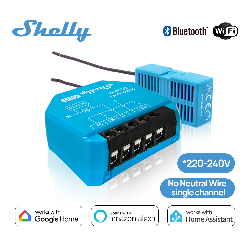 Shelly 1L Gen3 สวิตช์ควบคุมไฟอัจฉริยะ WiFi ไม่ต้องใช้สายนิวทรัล ติดตั้งช่องสัญญาณเดียวเพื่อตั้งค่าไฟได้ง่าย