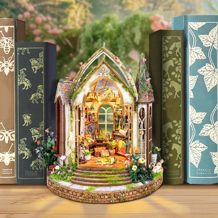 บ้านจิ๋ว รุ่น SQ-66 ห้องวิจัยดอกไม้ BooknookDIY ที่กั้นหนังสือ บ้านตุ๊กตา