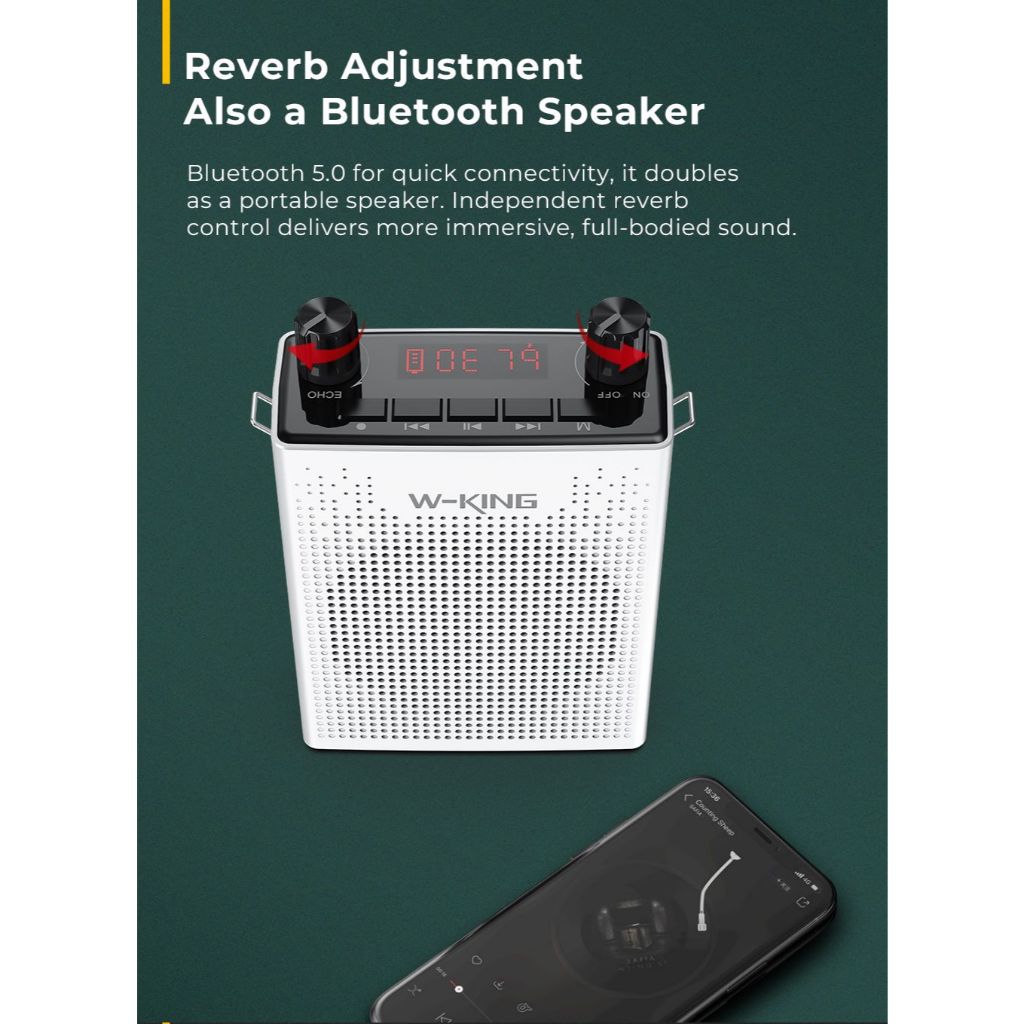 [ประกันศูนย์ไทย1ปี] W-King KS06 ลำโพงช่วยสอน ไมค์ไร้สาย ลำโพงบลูทูธ ลำโพงFM ลำโพงไกด์ แบต 13 ชม/ชาร์จ - รูปที่ 4
