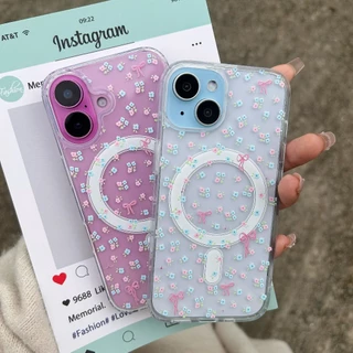 🔥มาใหม่ เคสใสชาร์จได้ ใสชาร์ได้ลายโบว์ เคสใสลายการ์ตูน for iPhone 11 12 13 14 15 16 Pro max 16plus 15plus 14plus