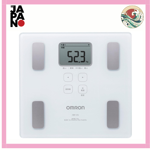 Omron Karada Scan HBF-214 เครื่องชั่งน้ำหนักดิจิตอล วัดมวลไขมัน ดัชนีมวลกาย BMI 4 สี ขาว ชมพู น้ำตาล