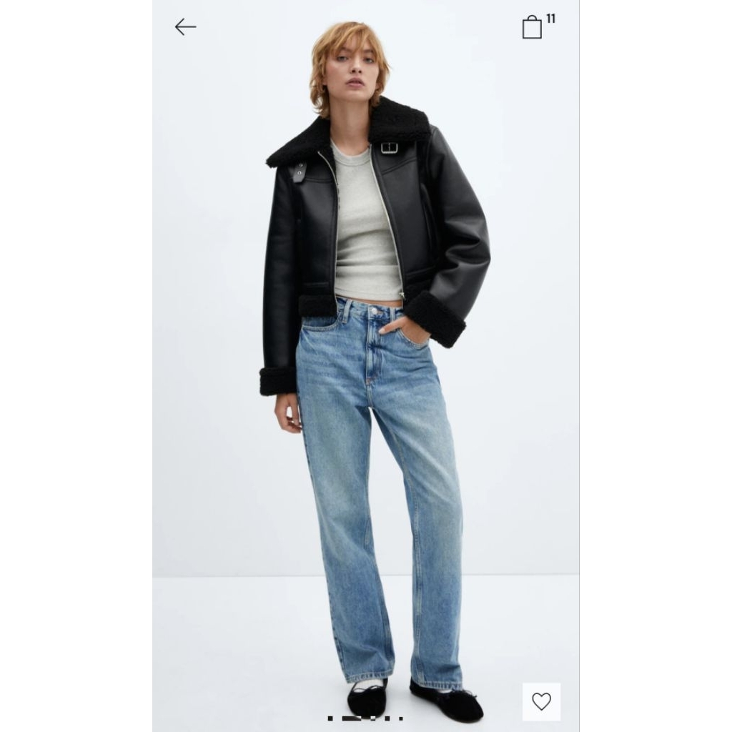 MANGO BIKER JACKET with shearling-effect lining แท้ 100% จาก Shop มือ 1