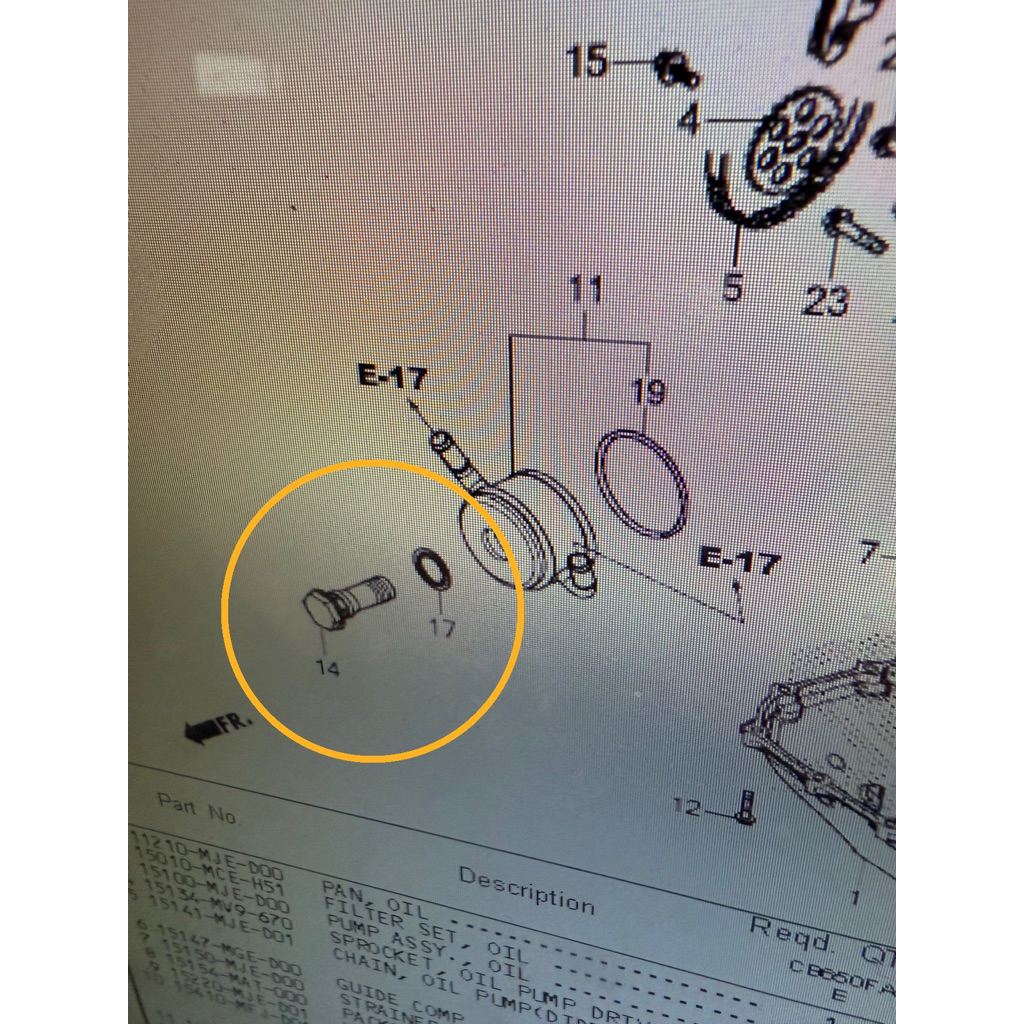 น็อตยึดออย CB650f/CBR650f/CB/CBR650Rปี13-25 ของแท้ตรงรุ่นเบิกศูนย์ (น็อต+แหวนกันรั่ว)