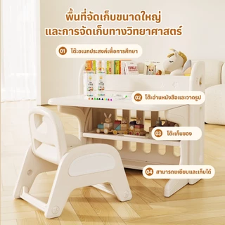 LionToys ชุดโต๊ะเด็ก โต๊ะเขียนหนังสือ ทำการบ้าน แถมปากกา 12 แท่งกับแปรงลบกระดาน 1 ตัว