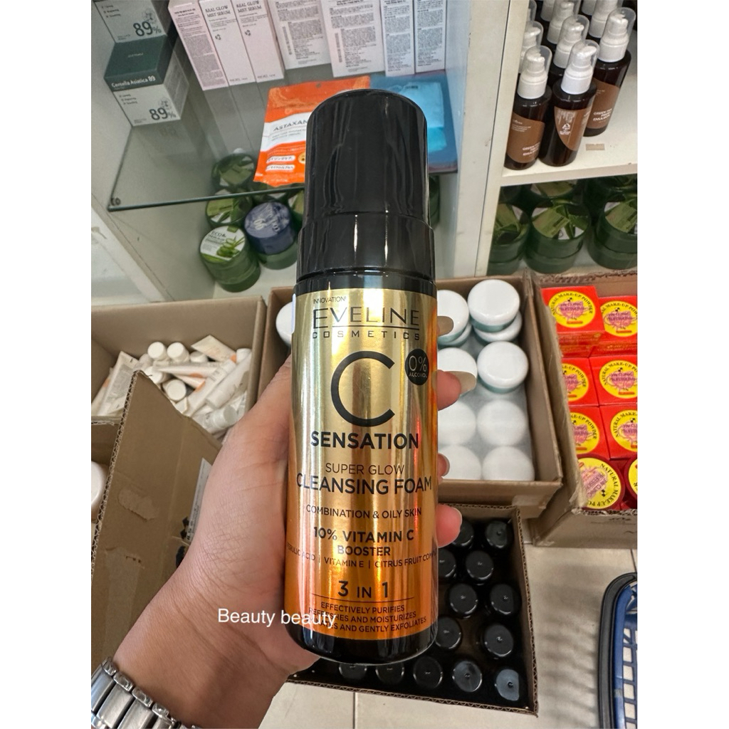 Eveline Cosmetics C Sensation Super Glow Cleansing Foam 150ml.  เอเวลีน ซี เซนเซชั่น ซุปเปอร์ โกลว์