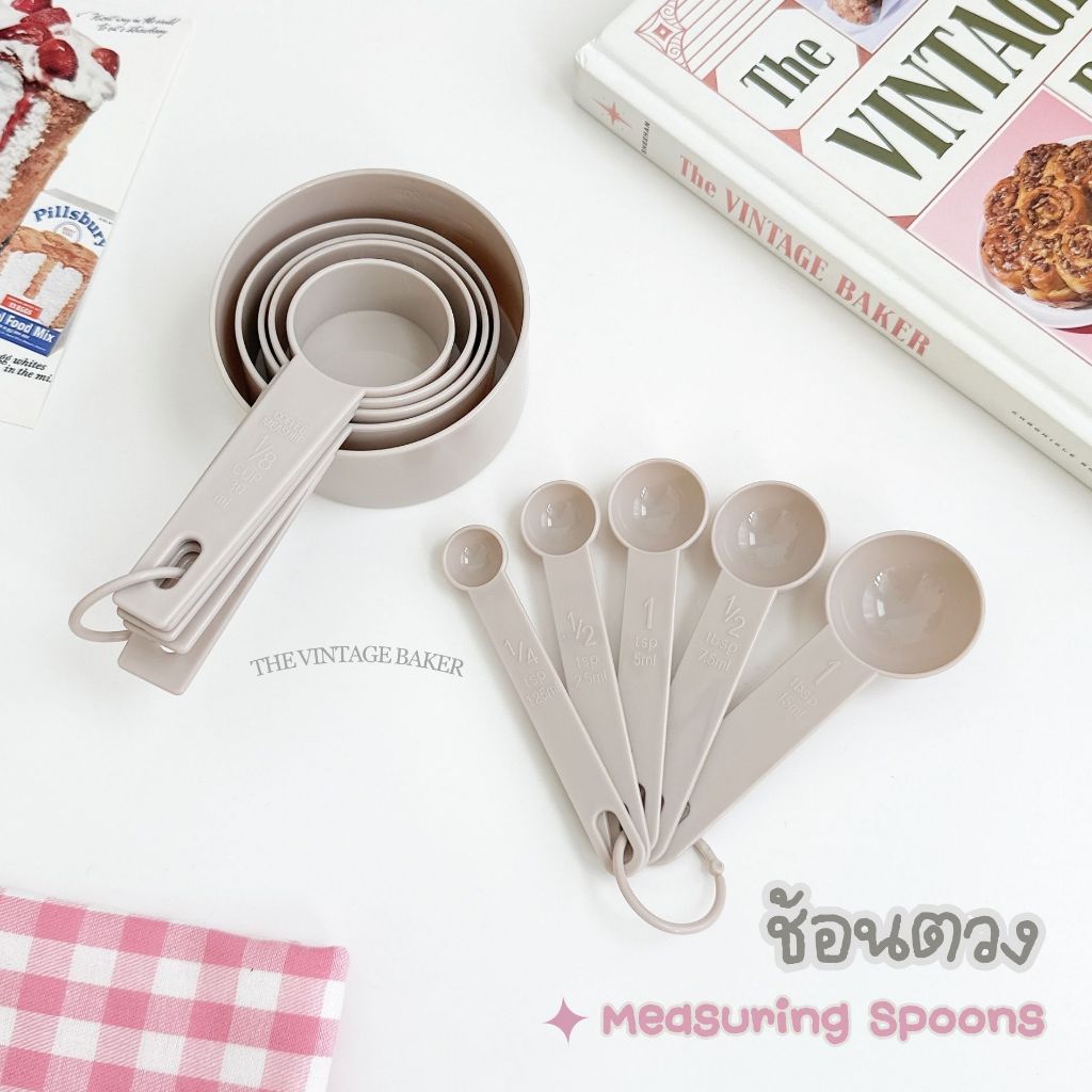 ✦ พร้อมส่ง ✦ ช้อนตวง ถ้วยตวง ที่ตวงวัตถุดิบ 🥣  ชุด 5 ชิ้น