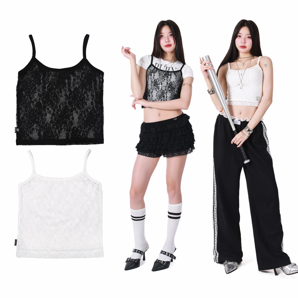 kome.offi เสื้อสายเดี่ยวลูกไม้ รุ่น lacy tank top
