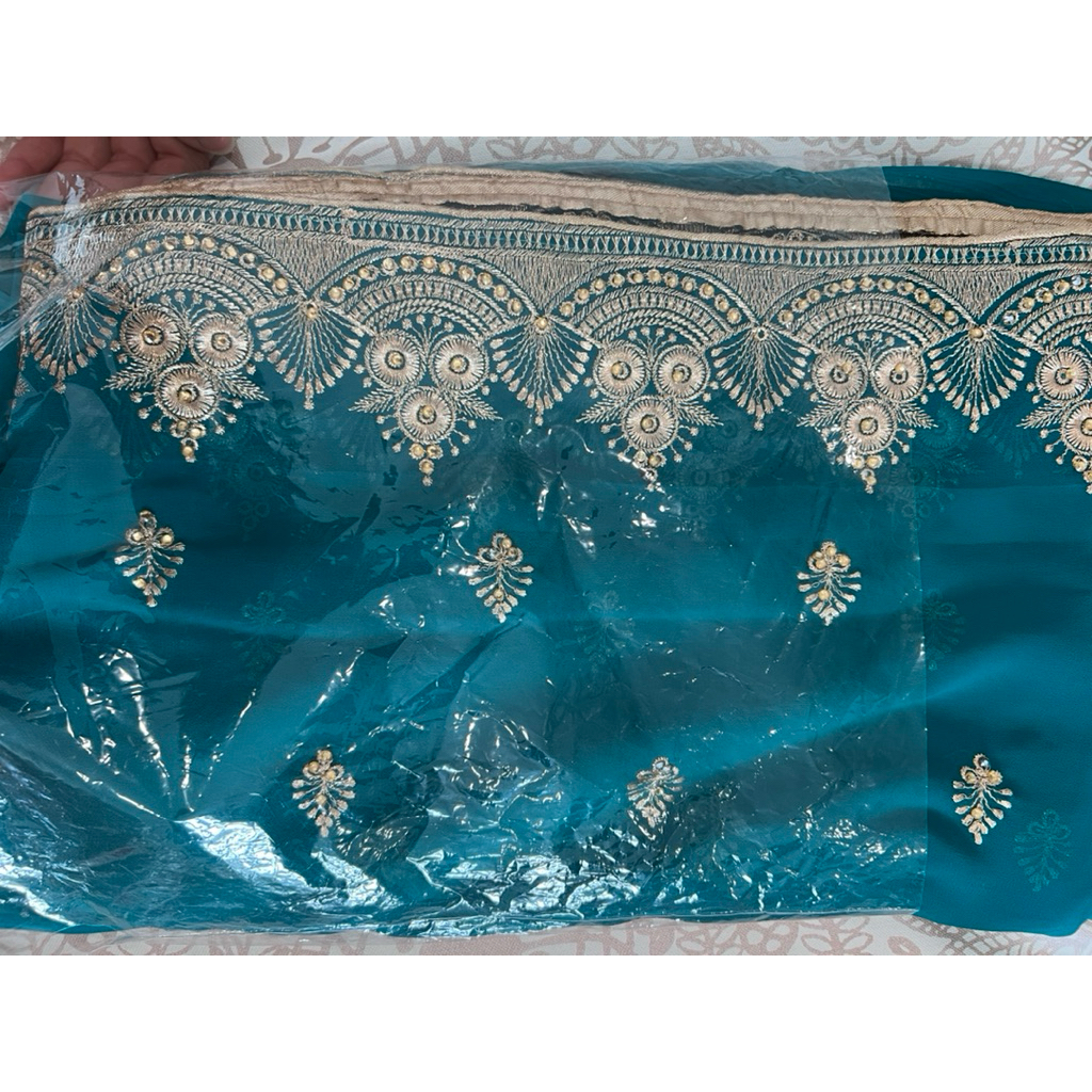 Indian Saree heavy embroidery ผ้าสาลิอินเดียแบบหนัก Indian