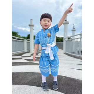 ชุดไทยเด็กชายหล่อมาก👉 ( เซ็ท3ชิัน เสื้อ+โจงกระเบน+ผ้าคาดรีบ) 🔥ร้านจัดส่งภายใน24.ชั่วโมง🚗