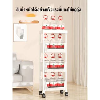 HOME 3/4 ชั้นหนังสือ ชั้นวางของพลาสติก มาพร้อมกับล้อ รถเข็นเก็บของ เคลื่อนย้ายสะดวก อุปกรณ์จัดเก็บครัว ติดตั้งง่าย