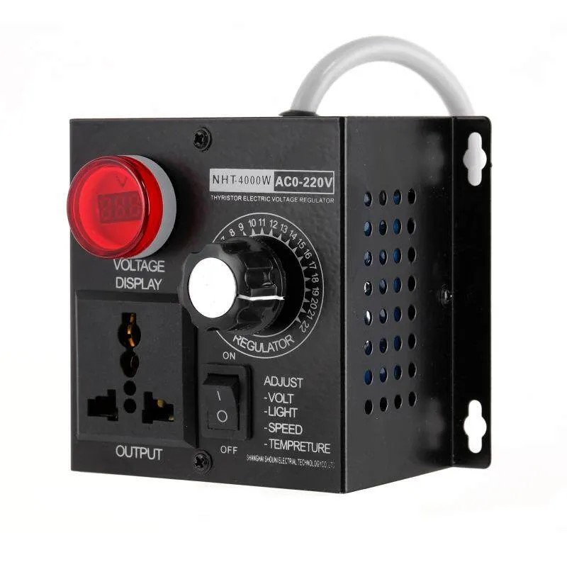 เครื่องควบคุมแรงดันไฟฟ้ Ac 220V 4000W ขนาดกะทัดรัดแบบพกพา SCR Voltage Regulator Motor Speed Cont - รูปที่ 6