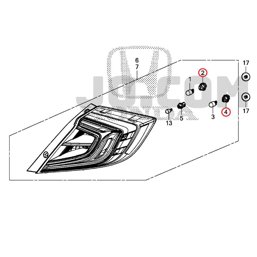 Honda Civic FC ขั้วหลอดไฟ ไฟท้าย หลอดเสียบ T20 ไฟเลี้ยว ไฟเบรค แท้เบิกศูนย์