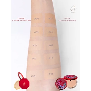 [แพ็คเกจใหม่] ฉัตร แป้งอัดแข็งผสมรองพื้น เนื้อละเอียดเนียนพิเศษ CHAT The Endless Luck and Shine Cover Collagen Powder