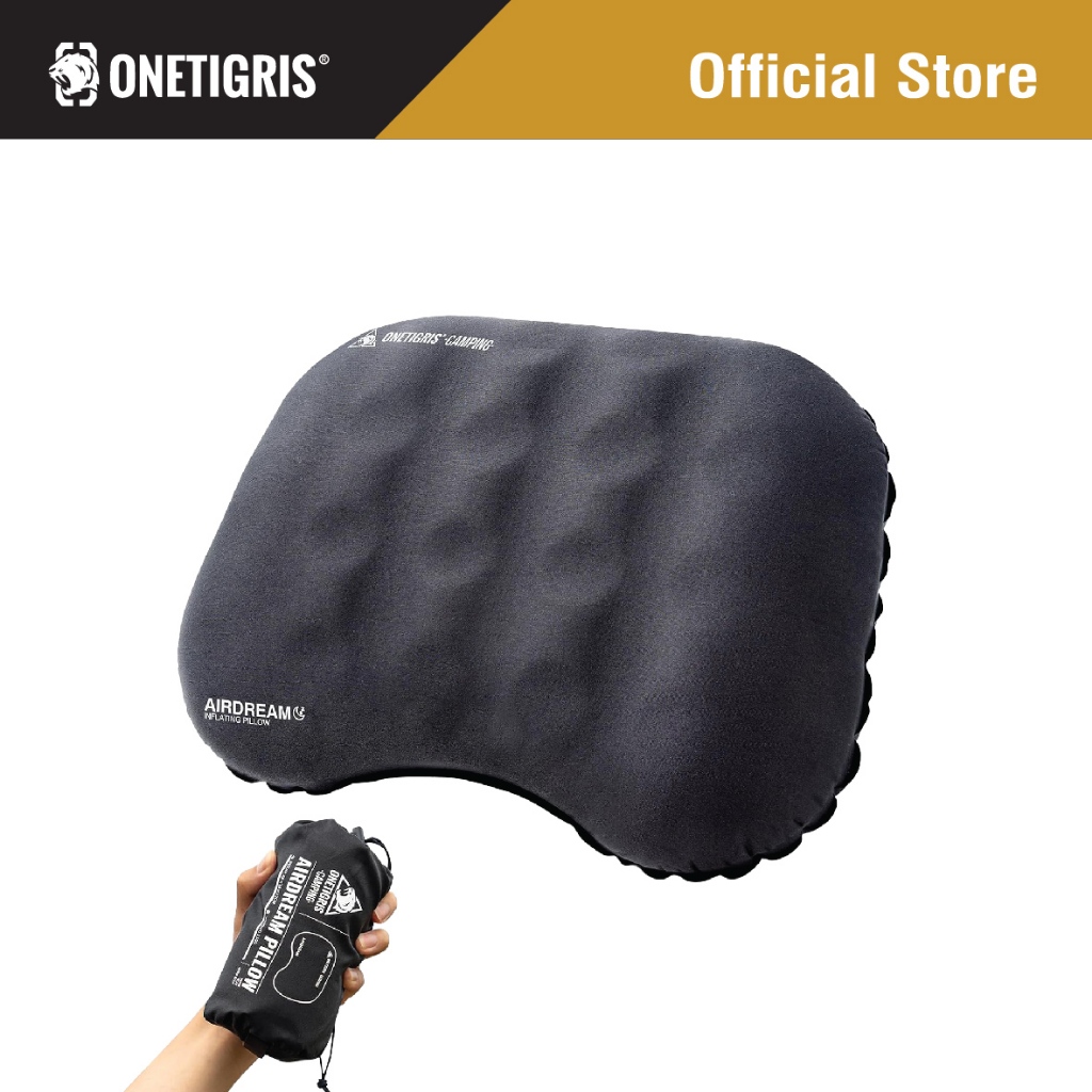 OneTigris AIRDREAM Inflating Pillow หมอนเเคมป์ปิ้ง หมอนพองลมอัตโนมัติ พับเก็บได้ หมอนเมมโมรี่โฟม