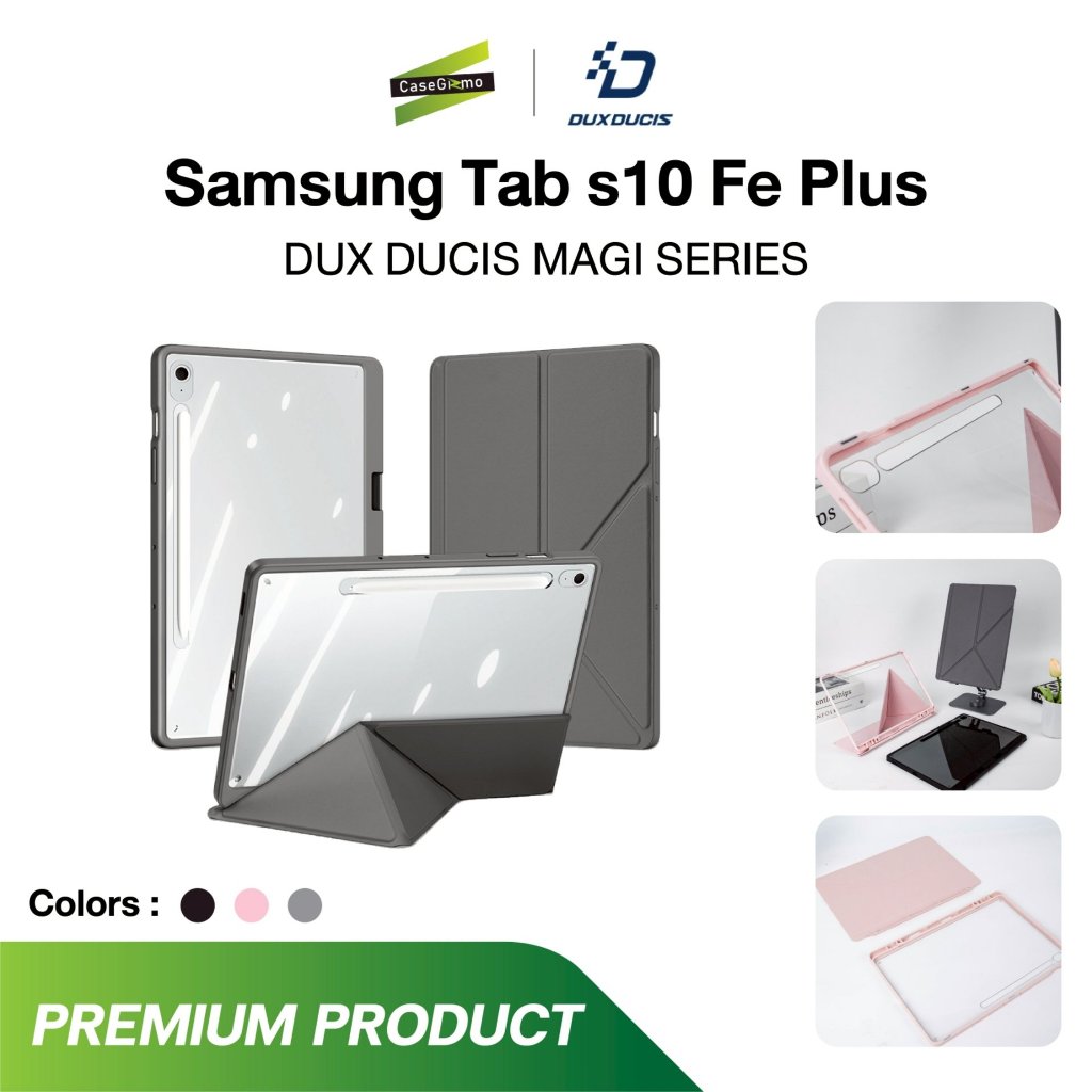 DUXDUCIS รุ่น Tab S10 FE Plus เคสฝาพับ เคสถอดฝาได้ มีช่องใส่ปากกา เคสรองรับโหมด Sleep สีดำ สีชมพู สี