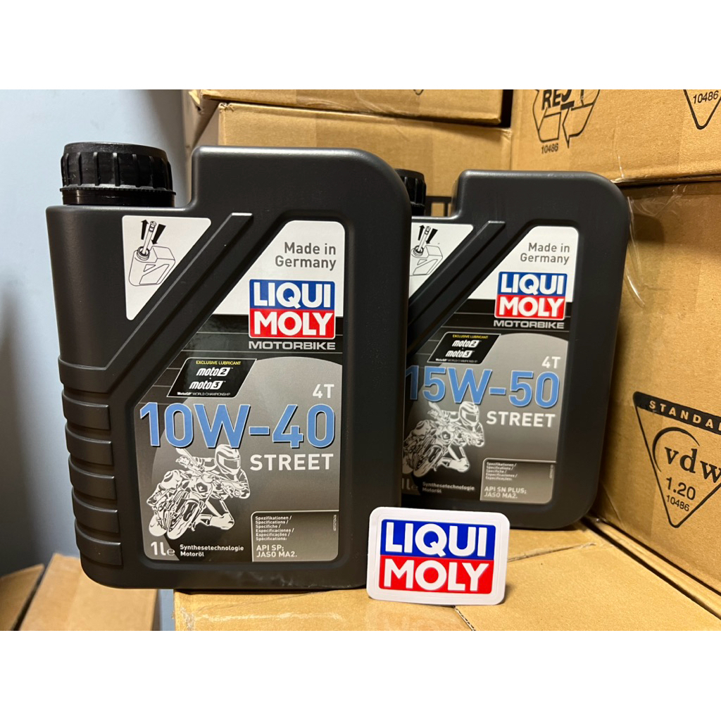 น้ำมันเครื่อง แถมสติ๊กเกอร์ Liqui Moly street 4T 10w-40 15w-50 ขนาด 1 ลิตร Formula ขนาด 0.8 ลิตร