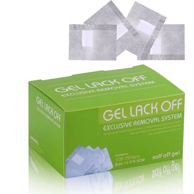 ฟอยล์ล้างเล็บเจลแบบสำลีในตัว Wrap Foil Gel Remover 100pcs. ต้องใช้คู่กับน้ำยาล้างเจลห่อทิ้งไว้