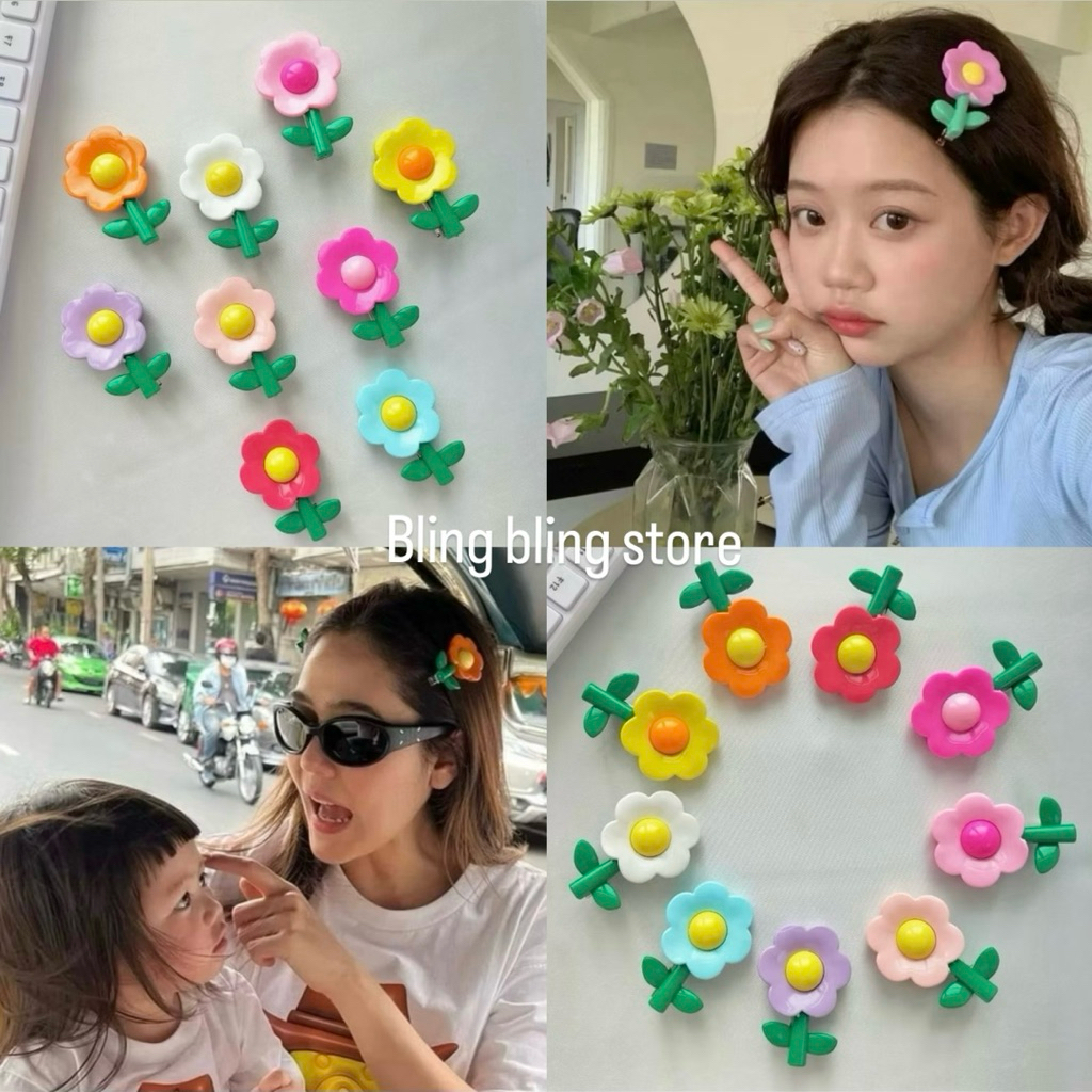 🇹🇭กิ๊ฟดอกไม้🌸กิ๊ฟแม่ชม🌼1 คู่กิ๊บสีสันสดใสกิ๊บปากเป็ด