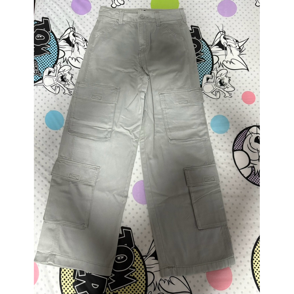 h&m cargo denim เทาอมเขียว เหมือนใหม่ไม่เคยใส่