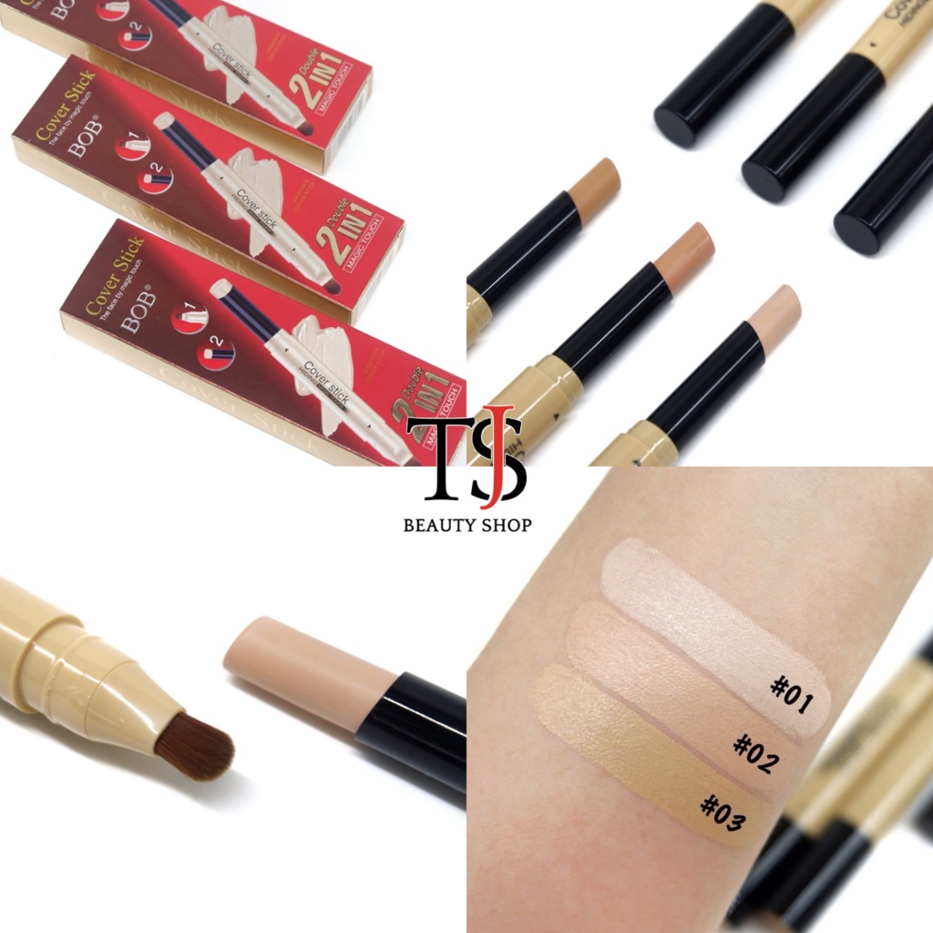 {12แท่ง} BOB 2IN1 Concealer Cover Stick ครีมคอนซีลเลอร์ แบบแท่ง ปกปิดผิวแนบสนิท no.045213