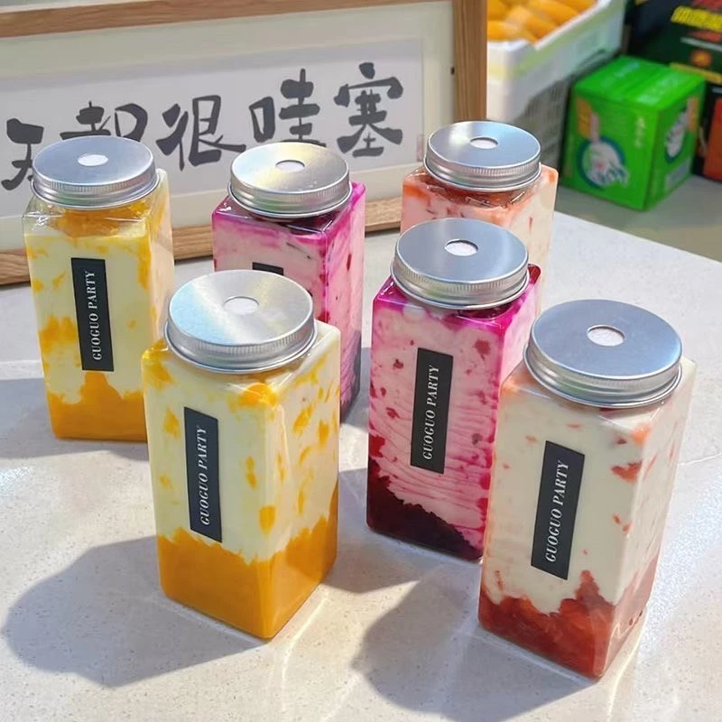 ขวดพลาสติกใส (PET) Food Grade ทรงกระบอกฝาอลูมิเนียม ขนาด 350-650ml ขวดใส่ชา กาแฟ น้ำผลไม้ ชวดชานมไข่มุก ของชำร่วย thumbnail 4