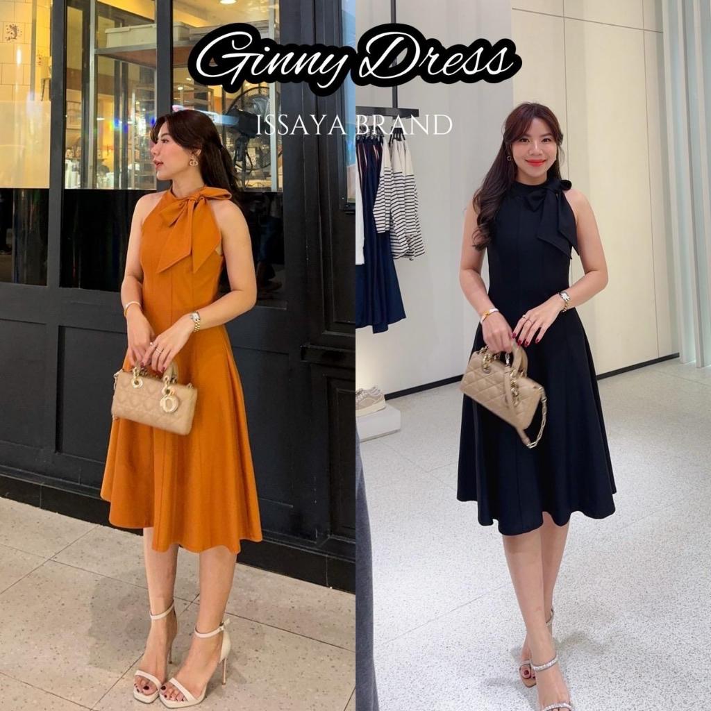 "Issaya Brand" Ginny เดรสแขนกุดโบว์หน้า เดรสเรียบหรู ไซส์สาวอวบ เดรสสวย เดรสออกงาน คาเฟ่ ดินเนอร์