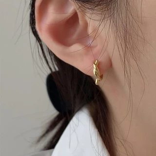 DOLIA [พร้อมส่งจากไทย] ต่างหูห่วงเงินแท้ S925 ต่างหูทรงผูกปม ต่างหูสไตล์เกาหลี ราคาต่อ 1 คู่ A05
