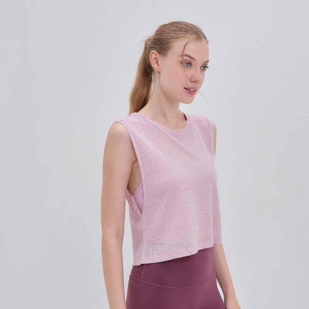 PENNY | Zeen Tank เสื้อกล้ามแขนกุดเว้า ผ้าซีทรู ทรง Croppedสั้น สีละมุน ผลิตจากผ้าใยกะลามะพร้าวทอแบบร่อง *พร้อมส่งจากไทย