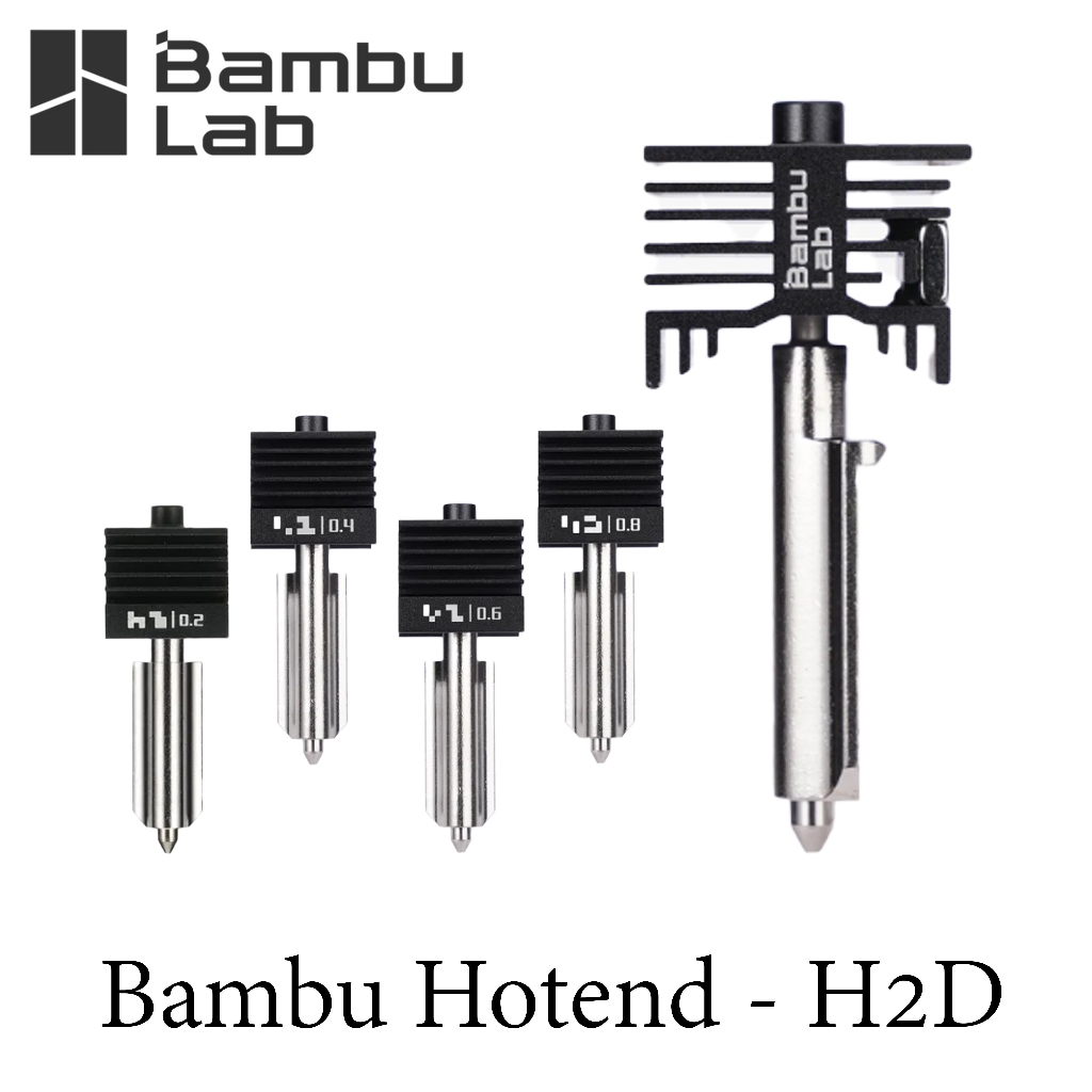 Bambu Hotend For H2D H2S P2S หัวฉีด  สเตนเลสสตีล  ชุบแข็ง  ขนาด 0.2/0.4/0.6/0.8 มม.S