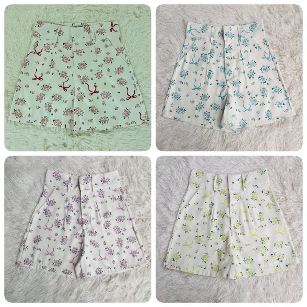 A01 กางเกงขาสั้นตะขอมีหู รุ่นลายฮิต ผ้าซาร่าห์ มีกระเป๋า2ข้าง