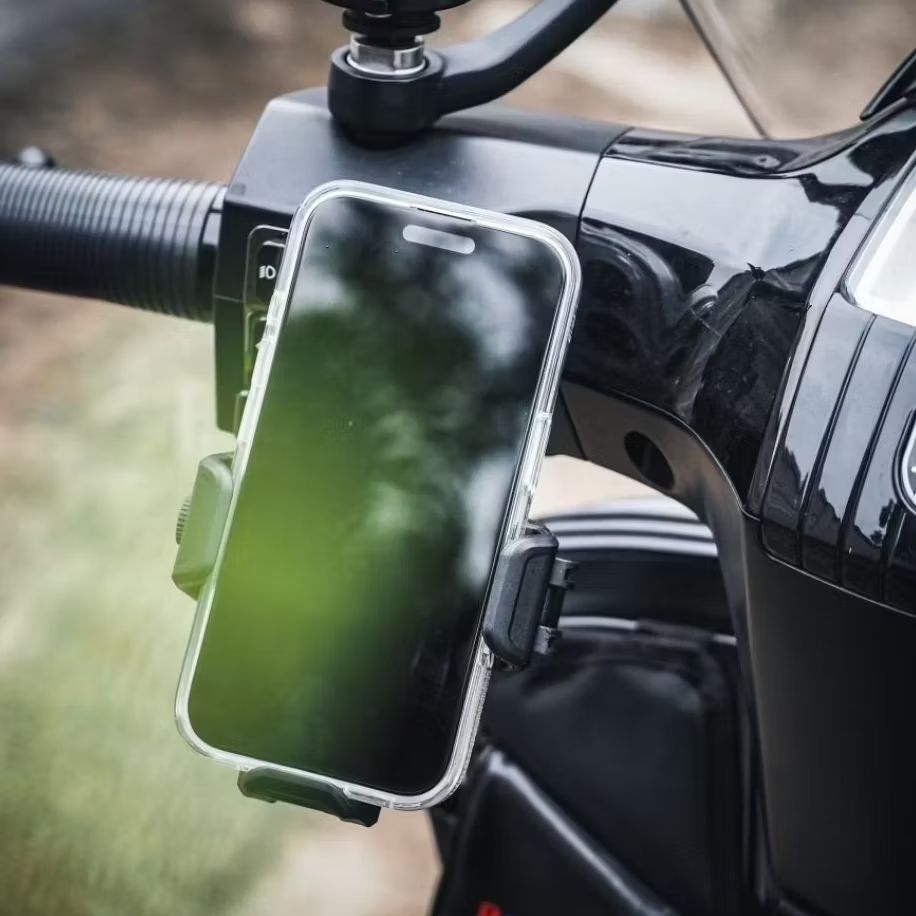 กันสั่น!! ชุดที่จับ มือถือ กันสั่น ปลดไว ใต้แฮนด์ J200 G350 X300 X200 X250 V200 V125 พร้อมบูส+น็อตสแตนเลส : Pocenti