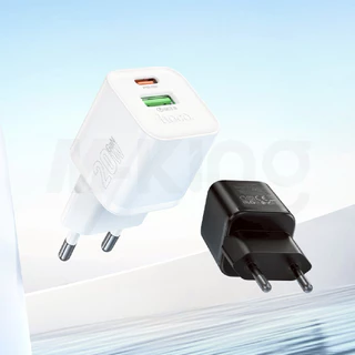 หัวชาร์จเร็ว HOCO N65 Fast charging 2 พอร์ต PD20W+QC3.0 ปลั๊กชาร์จขากลม EU ทนทาน