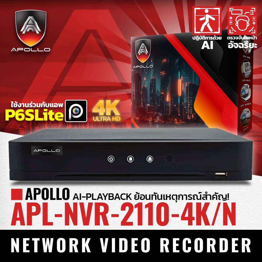 เครืองบันทึกกล้องวงจรปิด Apollo NVR APL-NVR-2110-4K/N