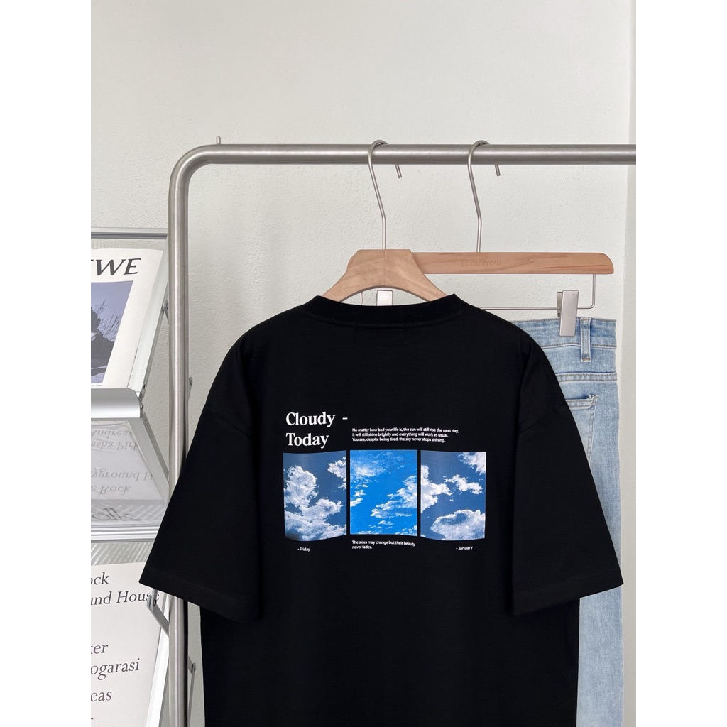 เสื้อยืด Oversize ผ้าหนานุ่ม ลาย cloudy today