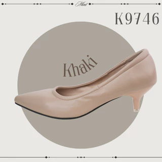 สินค้าพร้อมส่ง K9746 รองเท้าคัทชูหนังนิ่ม เย็บขอบรอบตัว ส้นแหลม1.5นิ้ว ใส่สบาย