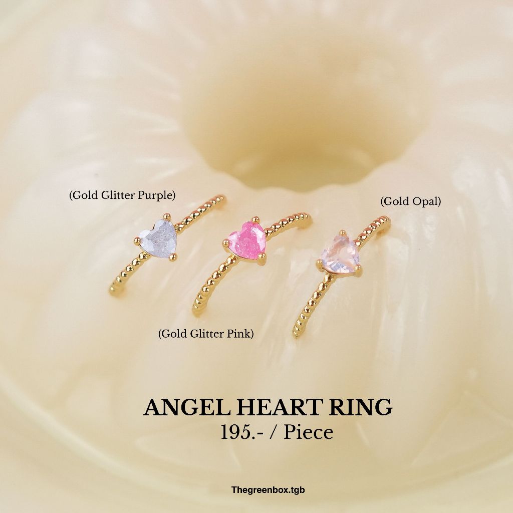 [🔥เก็บโค้ดลดเพิ่มหน้าร้าน] แหวน Angel Heart Ring แหวนหัวใจ - The green Box