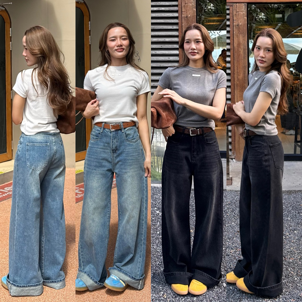 [เก็บโค้ดหน้าร้าน ลด30% เหลือเพียง 509.-] Vesper Jeans ยีนส์เอวสูงขากระบอกใหญ่ ทรง Baggy Jeans แพทเทิร์นสวย ราคา ถูกที่สุด ดีลบีเคเค