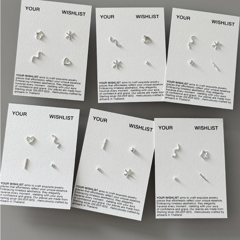 (stud earrings) :  DOODLE BITS SET STUD EARRINGS SILVER 925 | ต่างหูเงินแท้ แบบเซต ต่างหูปักก้านเงินแท้ | YOUR WISHLIST