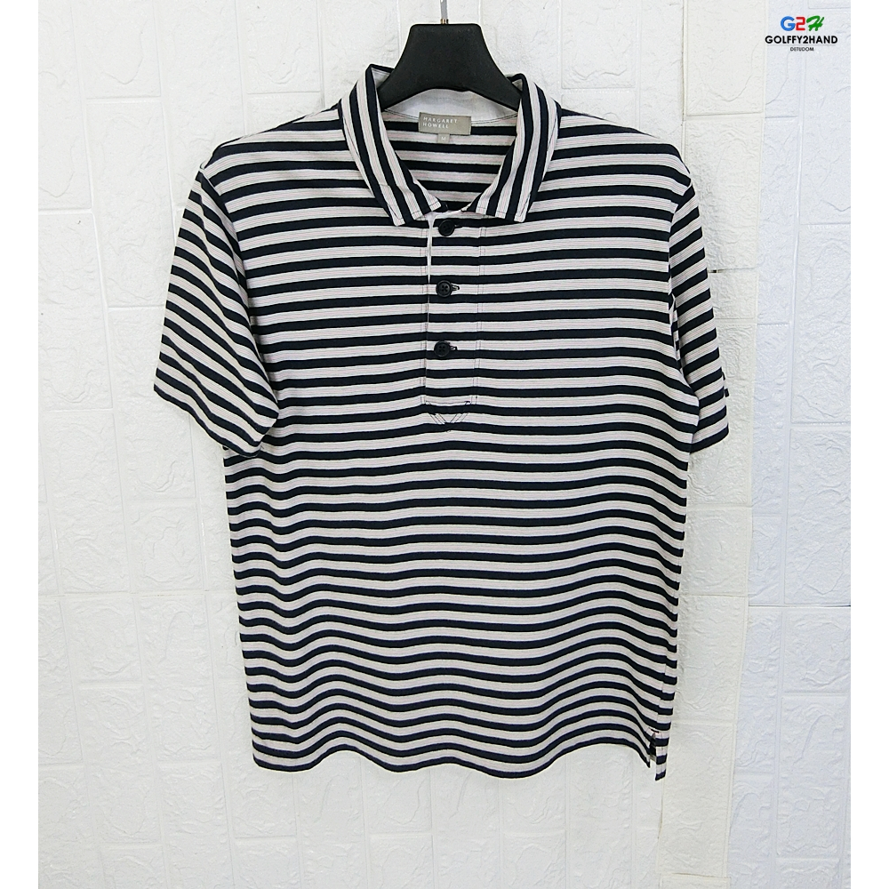 MHL MARGARET HOWELL แท้ อก40 เสื้อยืดคอปกโปโลแขนสั้นคลาสสิกสปอต